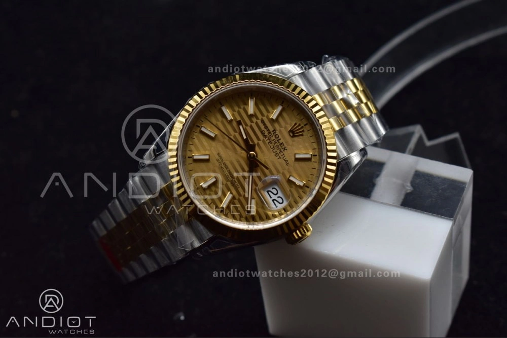 Elegant DateJust 36 SS YG 126231 VSF 1:1 Best Edition 904L Steel Gold Textured Dial on Jubilee Bracelet VS 592