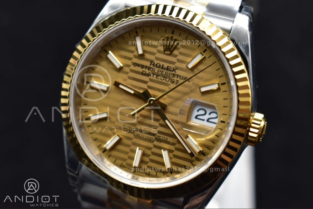Elegant DateJust 36 SS YG 126231 VSF 1:1 Best Edition 904L Steel Gold Textured Dial on Jubilee Bracelet VS 592