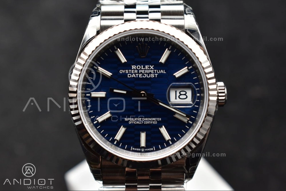 EasyMatch DateJust 36mm 126234 904L SS VSF 1:1 Best Edition Blue Checked Dial on Jubilee Bracelet VS 583