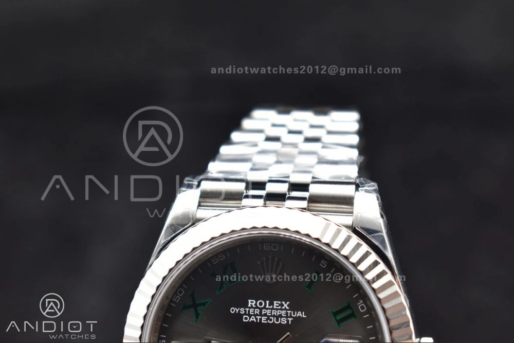 EasyCare DateJust 41 126330 904L SS VSF 1:1 Best Edition Gray Dial Green Roman on Jubilee Bracelet VS 585