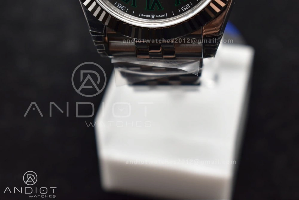 EasyCare DateJust 41 126330 904L SS VSF 1:1 Best Edition Gray Dial Green Roman on Jubilee Bracelet VS 585