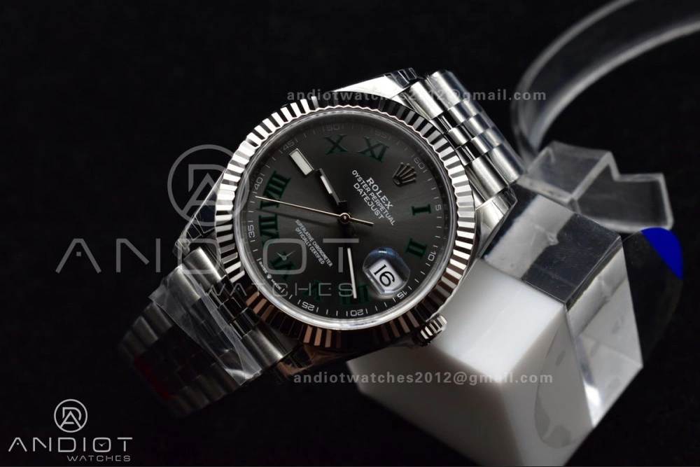EasyCare DateJust 41 126330 904L SS VSF 1:1 Best Edition Gray Dial Green Roman on Jubilee Bracelet VS 585