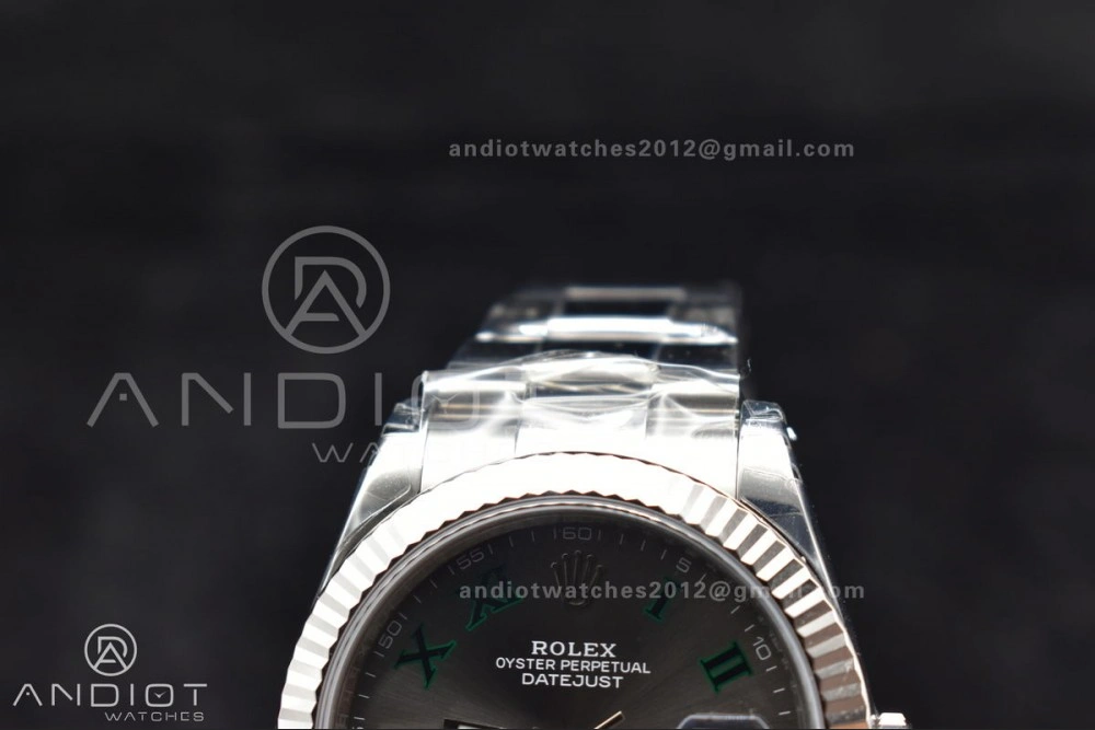 HighPerformance DateJust 41 126330 904L SS VSF 1:1 Best Edition Gray Dial Green Roman on Oyster Bracelet VS 590