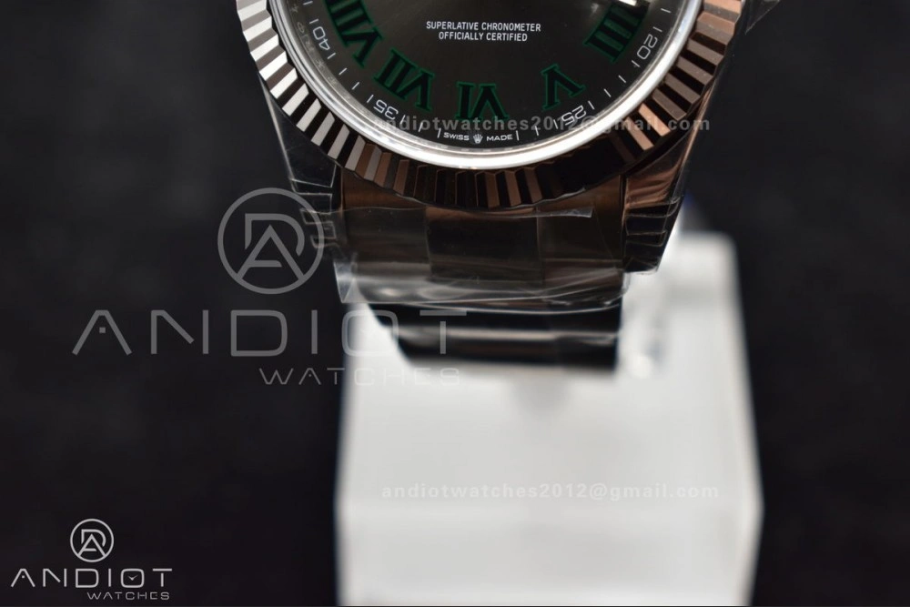 HighPerformance DateJust 41 126330 904L SS VSF 1:1 Best Edition Gray Dial Green Roman on Oyster Bracelet VS 590