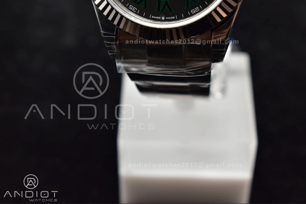 HighPerformance DateJust 41 126330 904L SS VSF 1:1 Best Edition Gray Dial Green Roman on Oyster Bracelet VS 590