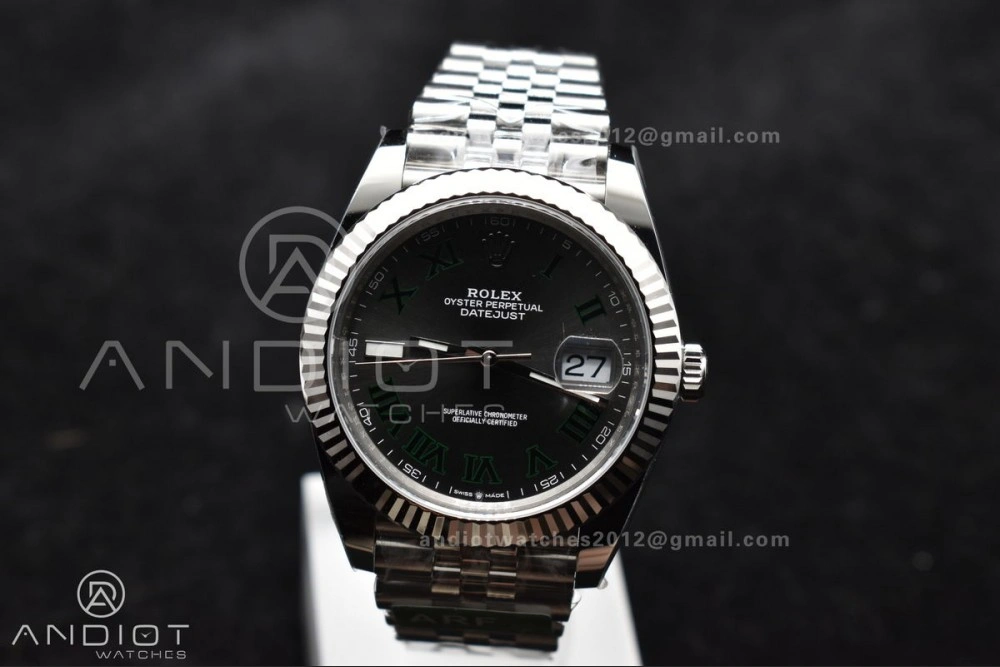 Breathable DateJust 41 126330 Wimbledon 904L SS ARF 1:1 Best Edition Gray Dial Green Roman On Jubilee Bracelet Vr 589
