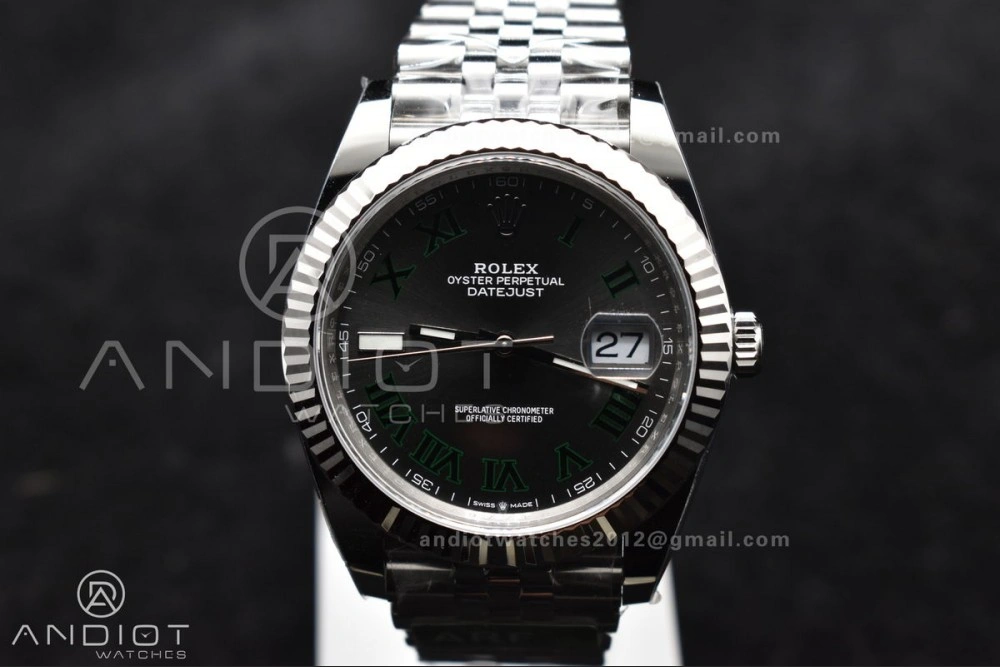 Breathable DateJust 41 126330 Wimbledon 904L SS ARF 1:1 Best Edition Gray Dial Green Roman On Jubilee Bracelet Vr 589