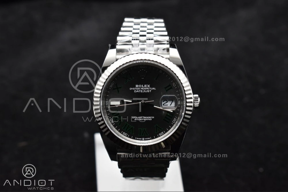 Breathable DateJust 41 126330 Wimbledon 904L SS ARF 1:1 Best Edition Gray Dial Green Roman On Jubilee Bracelet Vr 589