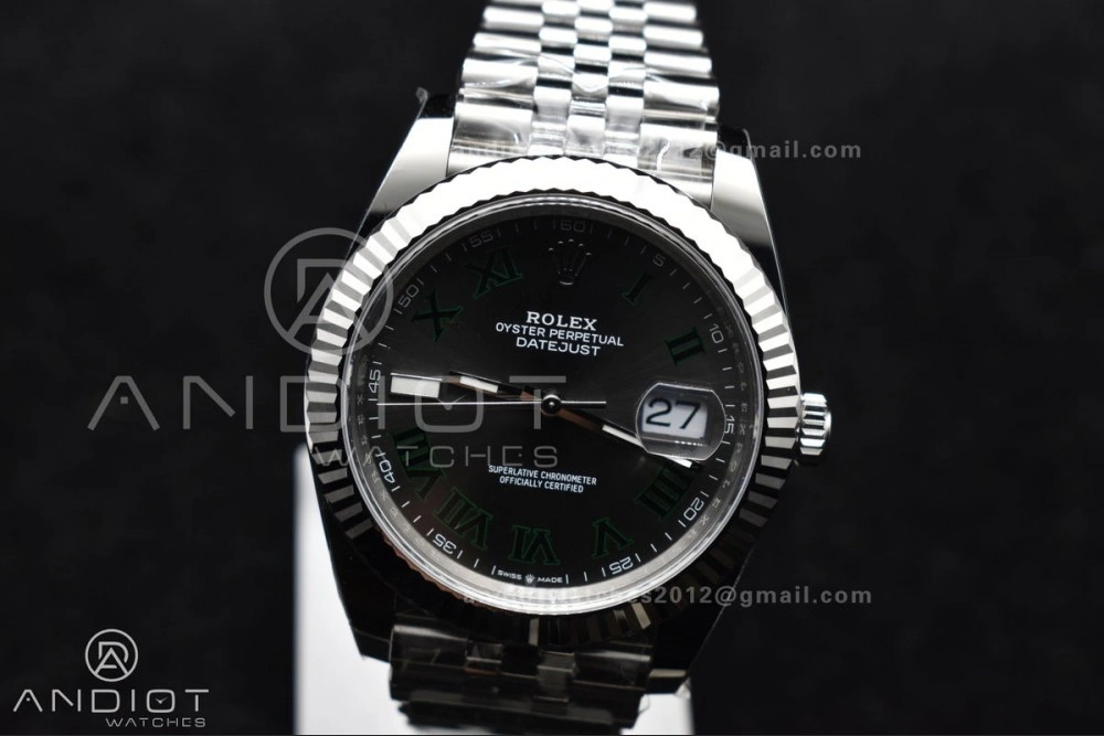Breathable DateJust 41 126330 Wimbledon 904L SS ARF 1:1 Best Edition Gray Dial Green Roman On Jubilee Bracelet Vr 589