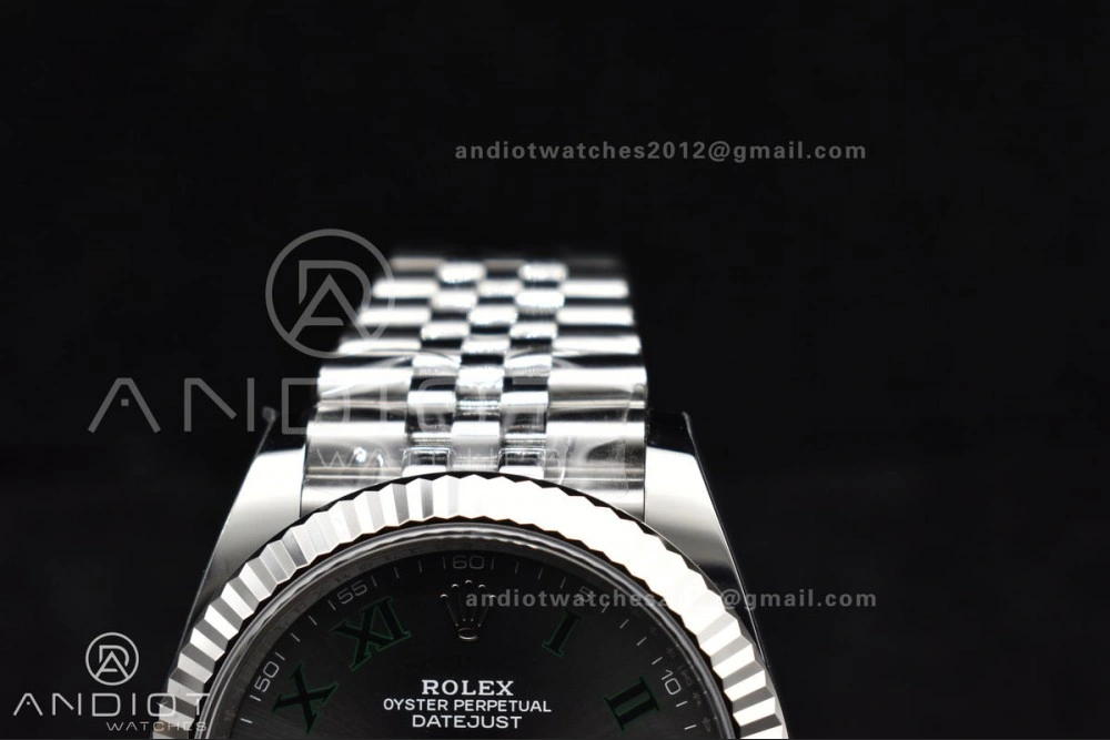 Breathable DateJust 41 126330 Wimbledon 904L SS ARF 1:1 Best Edition Gray Dial Green Roman On Jubilee Bracelet Vr 589