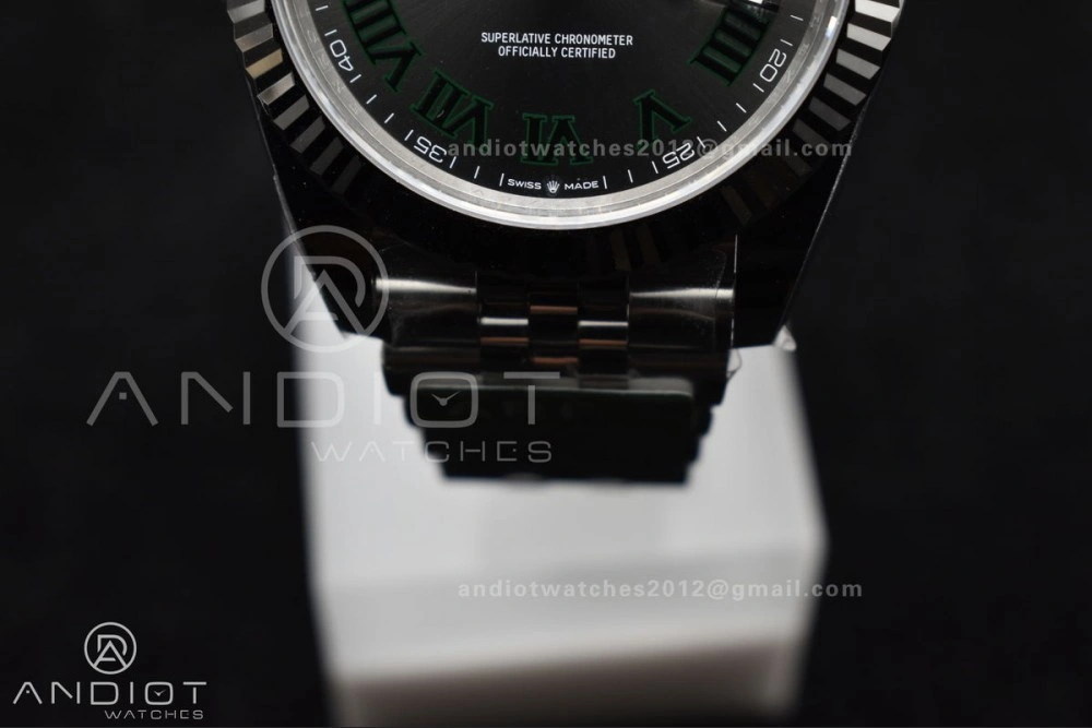 Breathable DateJust 41 126330 Wimbledon 904L SS ARF 1:1 Best Edition Gray Dial Green Roman On Jubilee Bracelet Vr 589