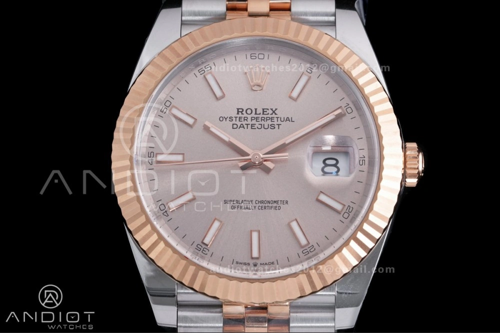 Practical DateJust 41 126331 Clean 1:1 Best Edition 904L Steel Champagne Dial on SS RG Jubilee Bracelet SH 595
