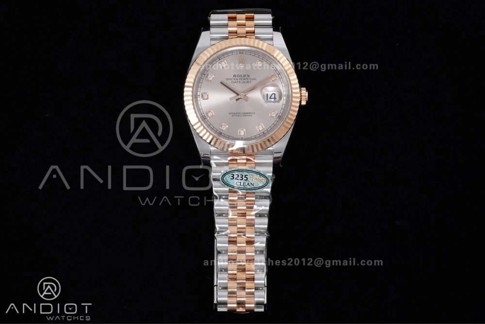 Premium DateJust 41 126331 Clean 1:1 Best Edition 904L Steel RG Diamonds Dial on SS RG Jubilee Bracelet SH 591