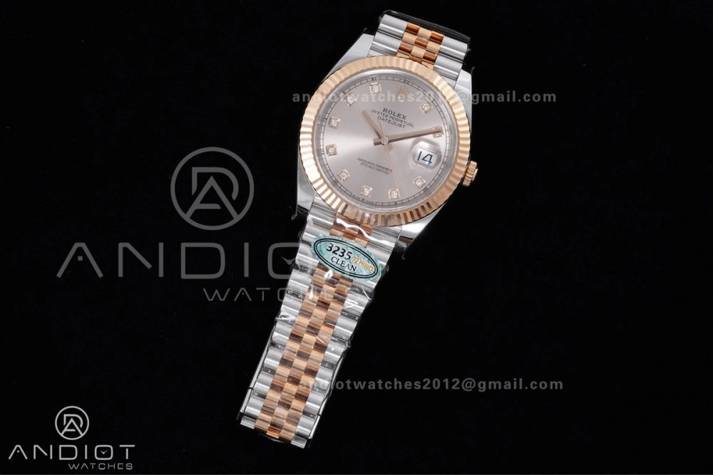 Premium DateJust 41 126331 Clean 1:1 Best Edition 904L Steel RG Diamonds Dial on SS RG Jubilee Bracelet SH 591