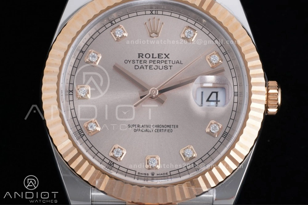 Premium DateJust 41 126331 Clean 1:1 Best Edition 904L Steel RG Diamonds Dial on SS RG Jubilee Bracelet SH 591