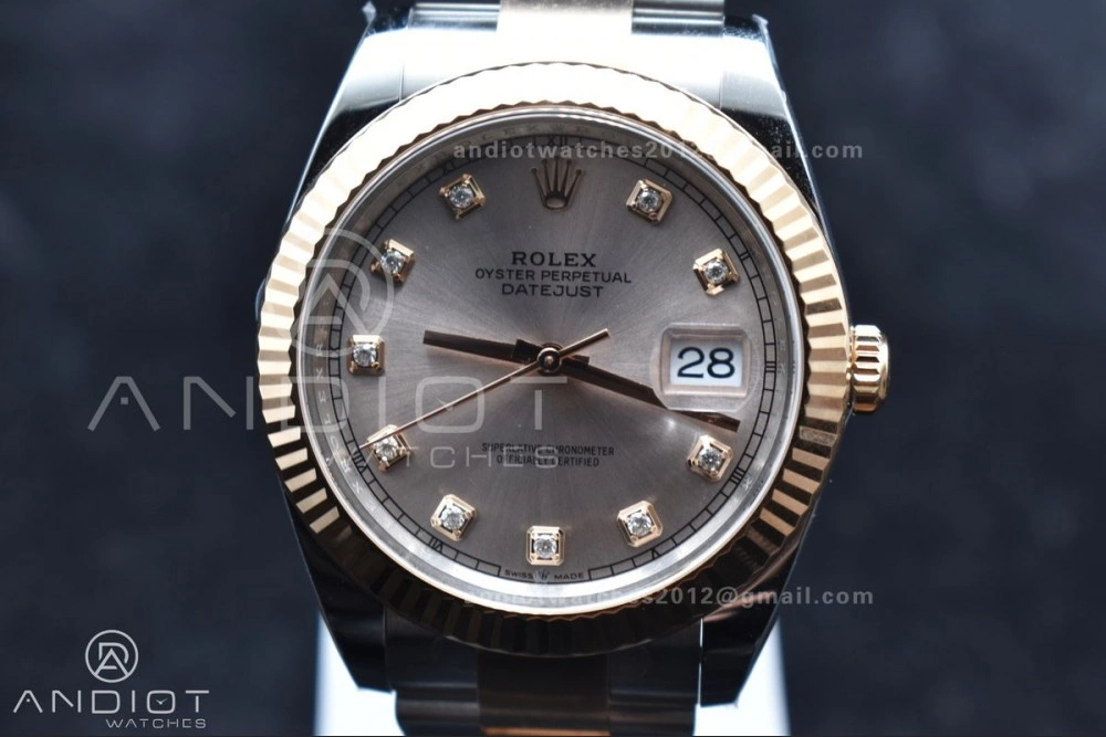 DateJust 41 126331 Clean 1:1 Best Edition 904L Steel RG Diamonds Dial on SS RG Jubilee Bracelet VR ComfortFit 601