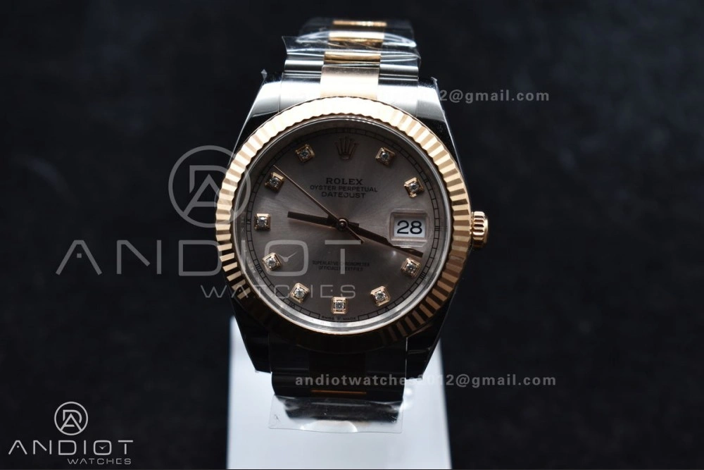 DateJust 41 126331 Clean 1:1 Best Edition 904L Steel RG Diamonds Dial on SS RG Jubilee Bracelet VR ComfortFit 601