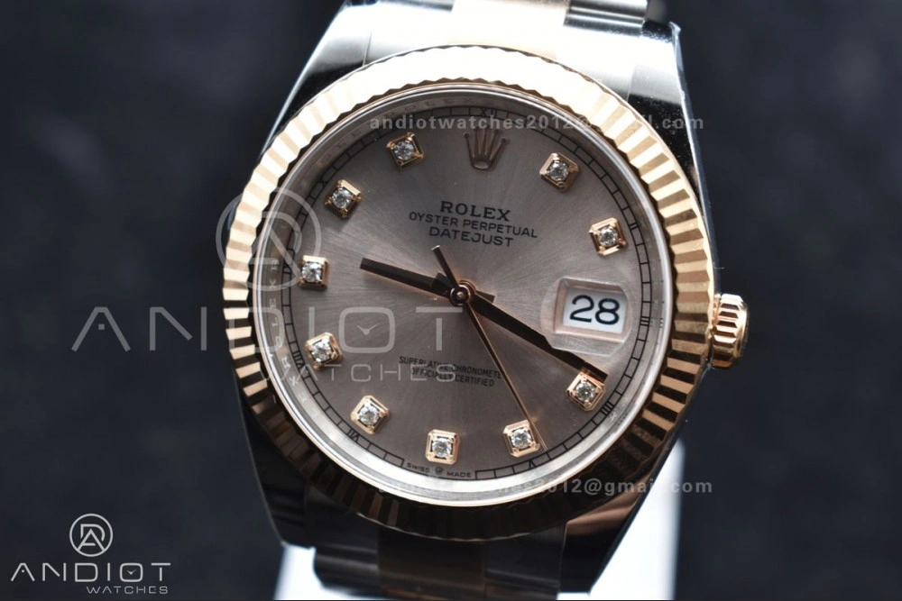 DateJust 41 126331 Clean 1:1 Best Edition 904L Steel RG Diamonds Dial on SS RG Jubilee Bracelet VR ComfortFit 601