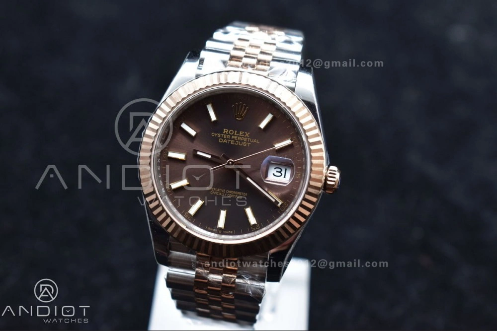 DateJust 41 126331 VSF 1:1 Best Edition 904L Steel Brown Dial on SS RG Jubilee Bracelet VS SmoothTexture 411
