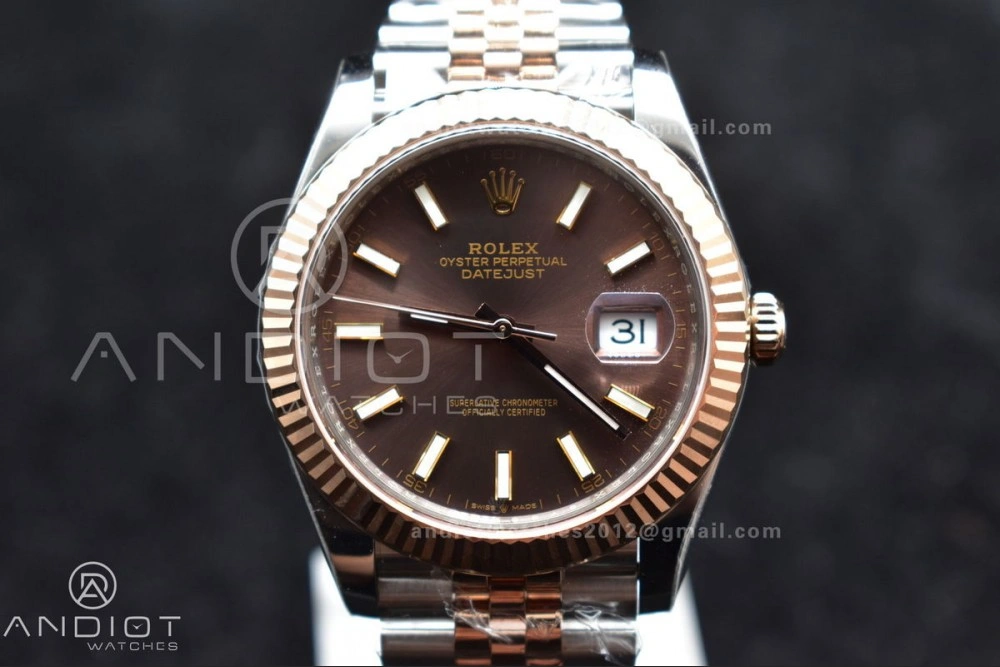 DateJust 41 126331 VSF 1:1 Best Edition 904L Steel Brown Dial on SS RG Jubilee Bracelet VS SmoothTexture 411