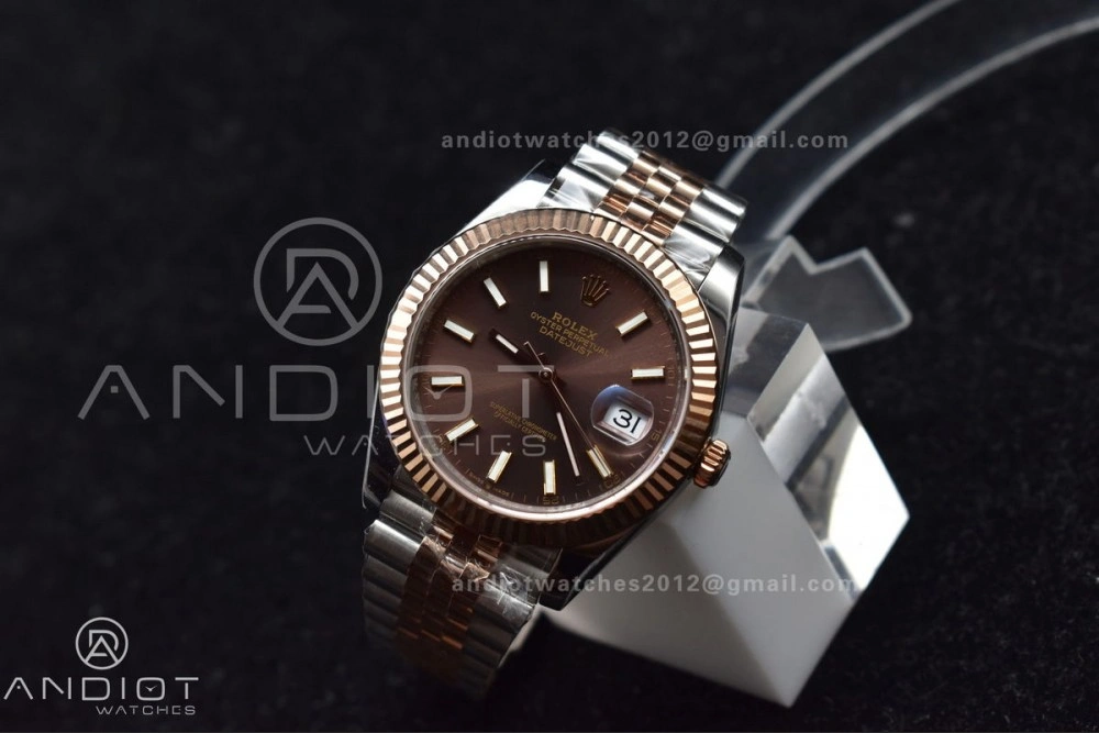 DateJust 41 126331 VSF 1:1 Best Edition 904L Steel Brown Dial on SS RG Jubilee Bracelet VS SmoothTexture 411