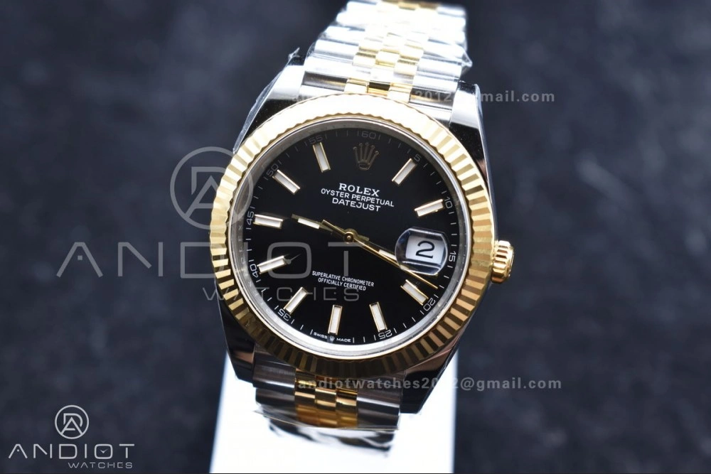 DateJust 41 126333 Clean 1:1 Best Edition 904L Steel Black Stick Dial on SS YG Jubilee Bracelet VR MoistureWicking 602