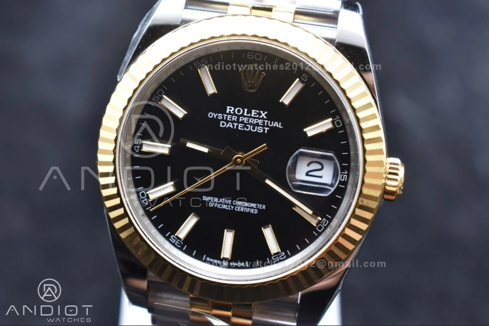 DateJust 41 126333 Clean 1:1 Best Edition 904L Steel Black Stick Dial on SS YG Jubilee Bracelet VR MoistureWicking 602