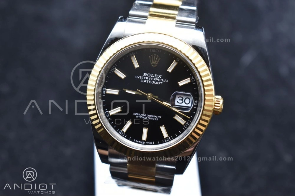 DateJust 41 126333 Clean 1:1 Best Edition 904L Steel Black Stick Dial on SS YG Oyster Bracelet VR NewStyle 605