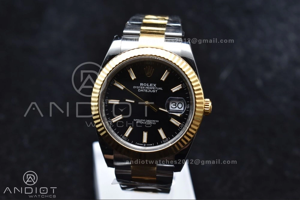 DateJust 41 126333 Clean 1:1 Best Edition 904L Steel Black Stick Dial on SS YG Oyster Bracelet VR NewStyle 605
