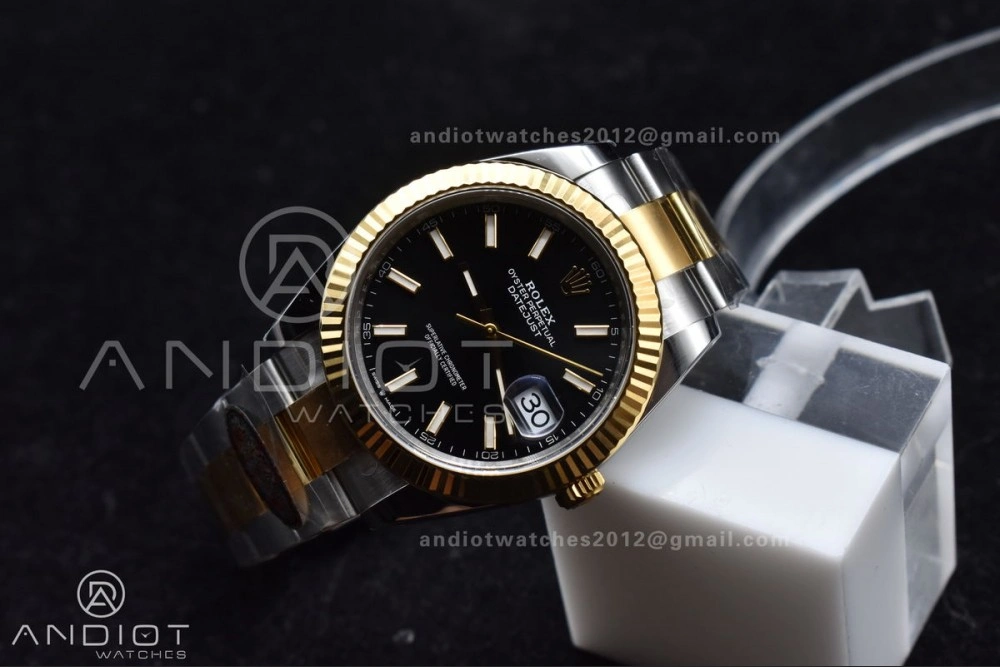 DateJust 41 126333 Clean 1:1 Best Edition 904L Steel Black Stick Dial on SS YG Oyster Bracelet VR NewStyle 605