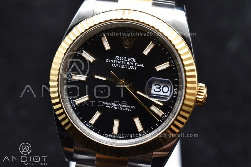 DateJust 41 126333 Clean 1:1 Best Edition 904L Steel Black Stick Dial on SS YG Oyster Bracelet VR NewStyle 605