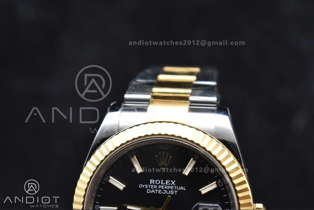 DateJust 41 126333 Clean 1:1 Best Edition 904L Steel Black Stick Dial on SS YG Oyster Bracelet VR NewStyle 605