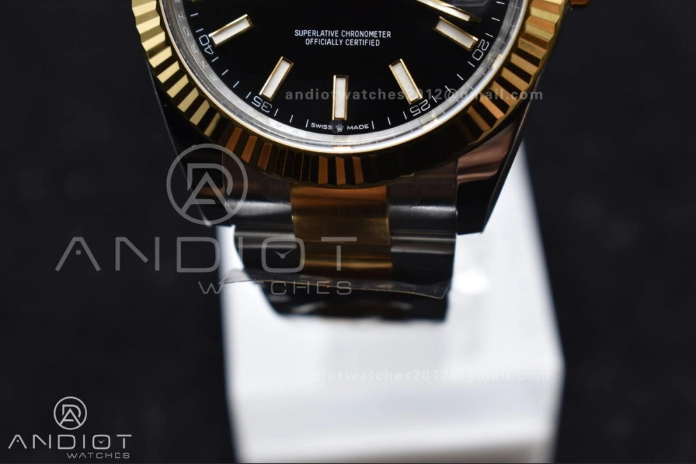 DateJust 41 126333 Clean 1:1 Best Edition 904L Steel Black Stick Dial on SS YG Oyster Bracelet VR NewStyle 605