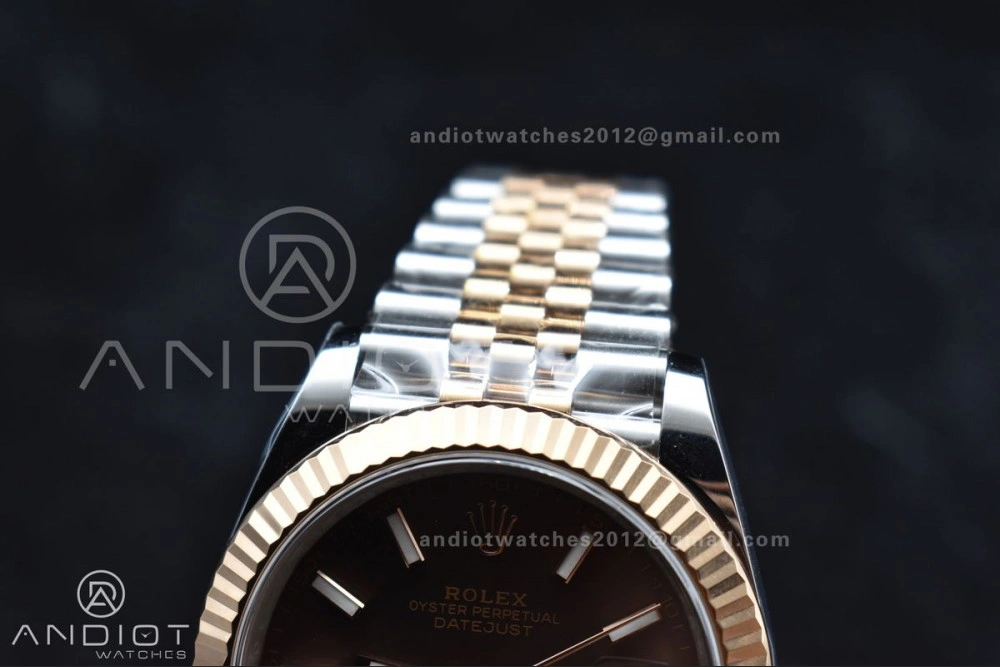 DateJust 41 126333 Clean 1:1 Best Edition 904L Steel Brown Stick Dial on SS RG Jubilee Bracelet VR Breathable 606