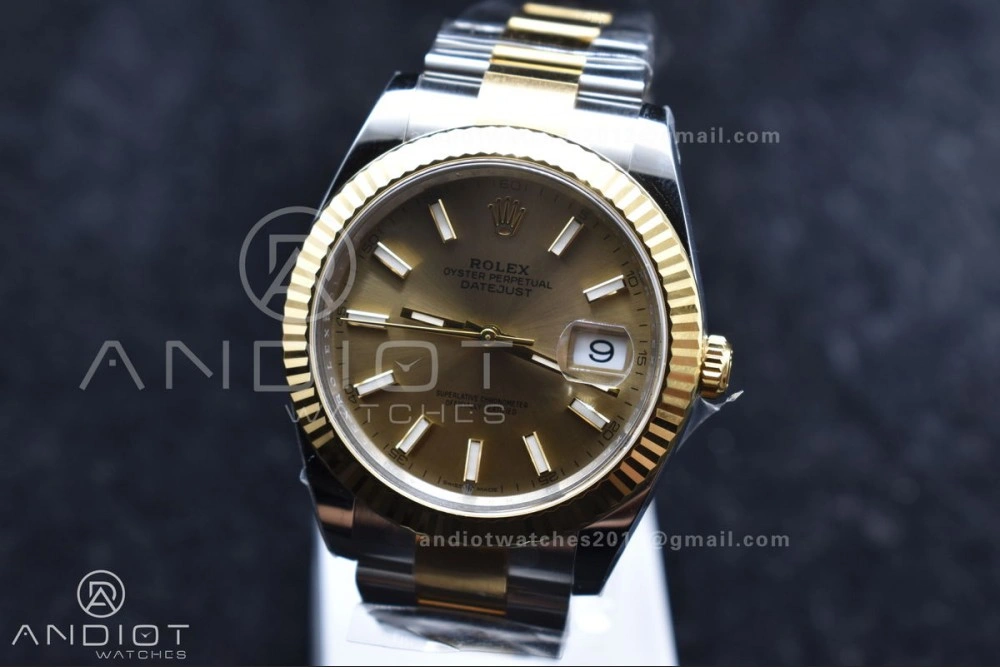 DateJust 41 126333 Clean 1:1 Best Edition 904L Steel YG Stick Dial on SS YG Oyster Bracelet VR Vibrant 619