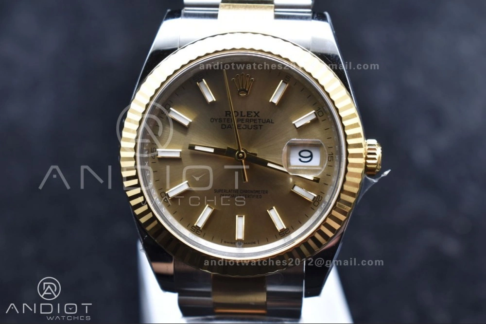 DateJust 41 126333 Clean 1:1 Best Edition 904L Steel YG Stick Dial on SS YG Oyster Bracelet VR Vibrant 619