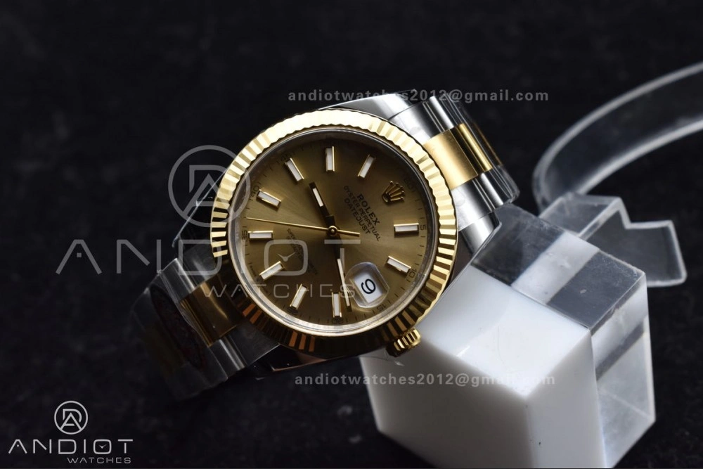 DateJust 41 126333 Clean 1:1 Best Edition 904L Steel YG Stick Dial on SS YG Oyster Bracelet VR Vibrant 619