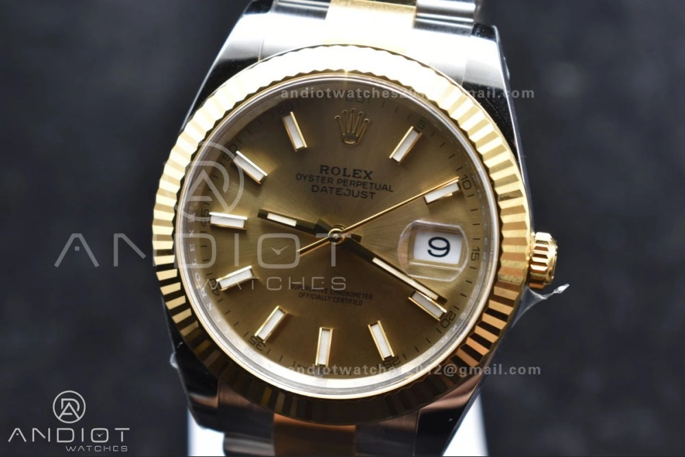 DateJust 41 126333 Clean 1:1 Best Edition 904L Steel YG Stick Dial on SS YG Oyster Bracelet VR Vibrant 619