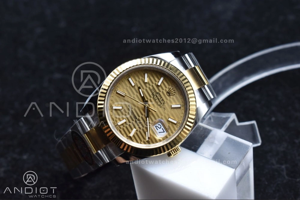 Sleek DateJust 41 126333 Clean 1:1 Best Edition 904L Steel YG Textured Dial on SS YG Oyster Bracelet VR 608