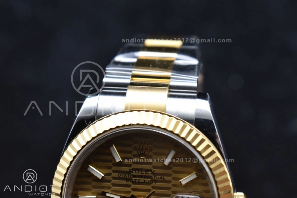 Sleek DateJust 41 126333 Clean 1:1 Best Edition 904L Steel YG Textured Dial on SS YG Oyster Bracelet VR 608