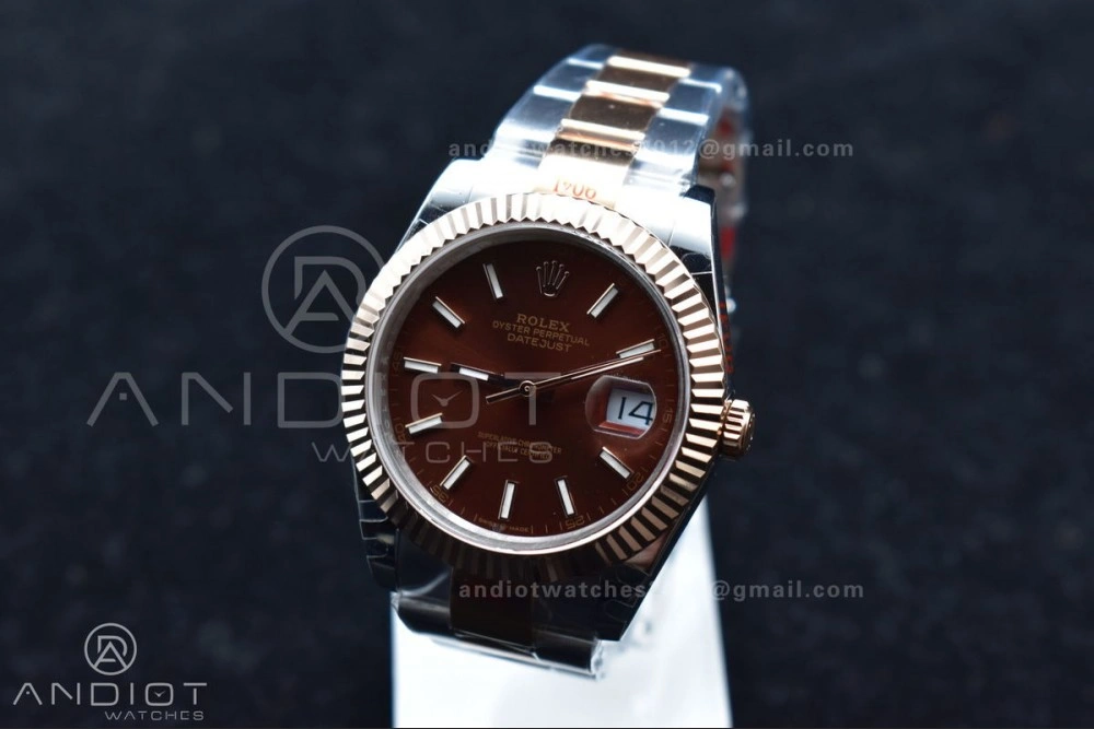 FlexibleFit DateJust 41 126333 GMF Best Edition RG Plated Coffee Dial on SS RG Oyster Bracelet A 611
