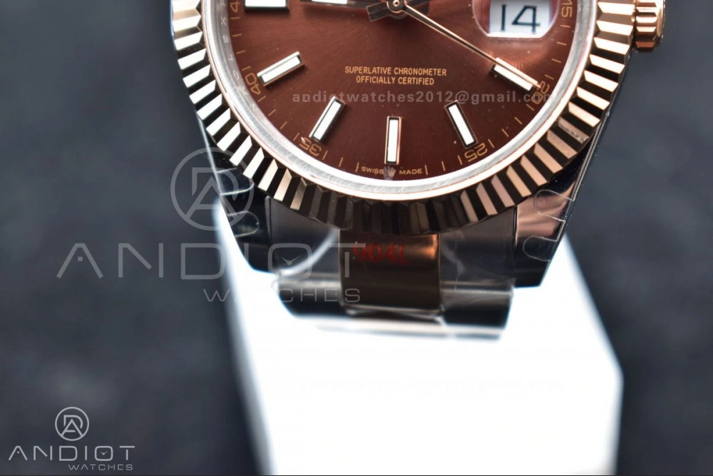 FlexibleFit DateJust 41 126333 GMF Best Edition RG Plated Coffee Dial on SS RG Oyster Bracelet A 611