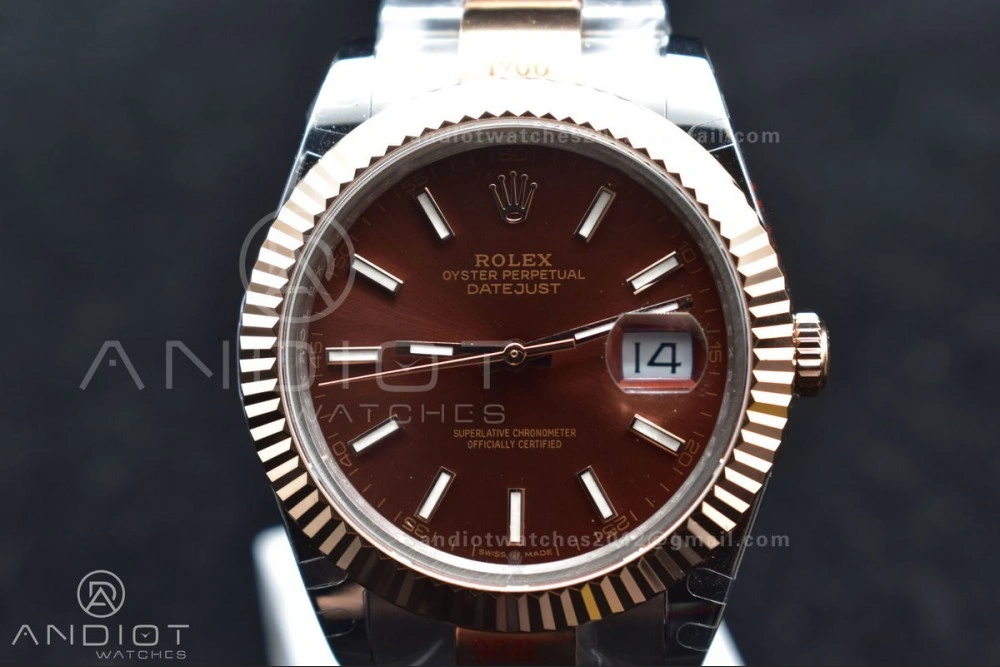 FlexibleFit DateJust 41 126333 GMF Best Edition RG Plated Coffee Dial on SS RG Oyster Bracelet A 611
