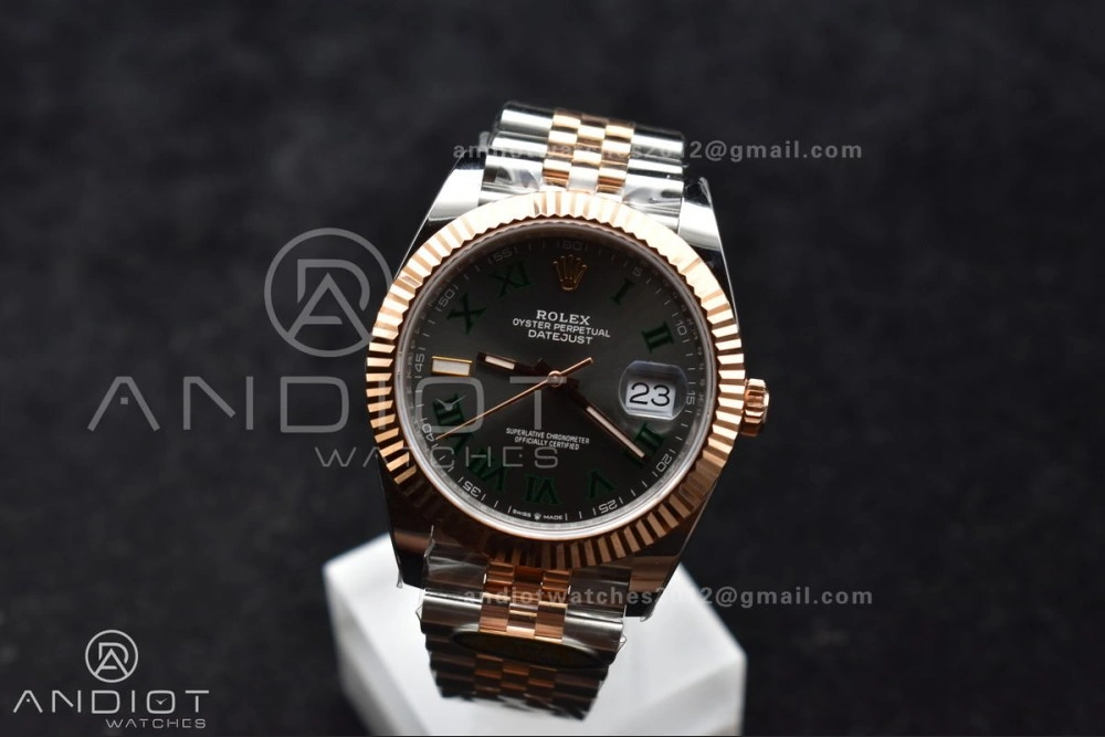 DateJust 41 126333 SS RG ARF 1:1 Best Edition 904L Steel Gray Green Roman Dial on SS RG Jubilee Bracelet SH3235 (Gain Weight) FreshLook 612