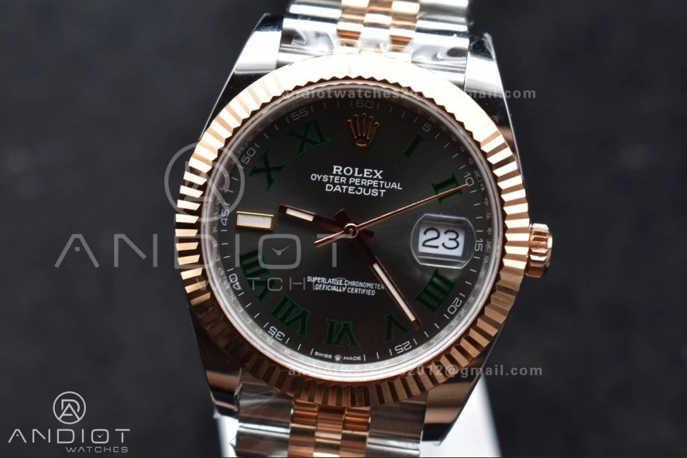 DateJust 41 126333 SS RG ARF 1:1 Best Edition 904L Steel Gray Green Roman Dial on SS RG Jubilee Bracelet SH3235 (Gain Weight) FreshLook 612
