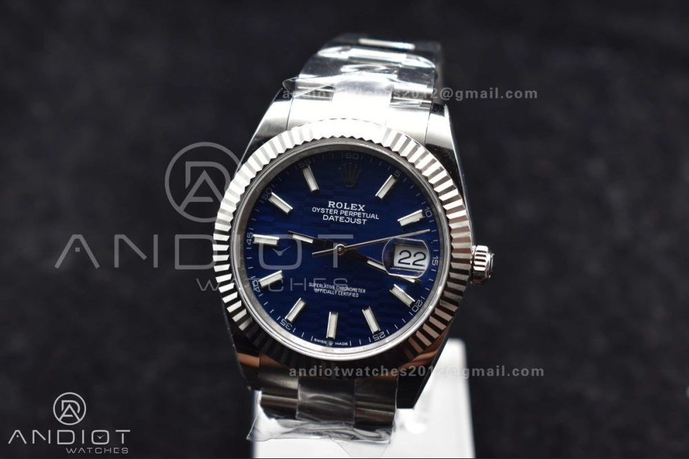 TimelessDesign DateJust 41 126334 Clean 1:1 Best Edition 904L Steel Blue Textured Dial On Oyster Bracelet VR 637
