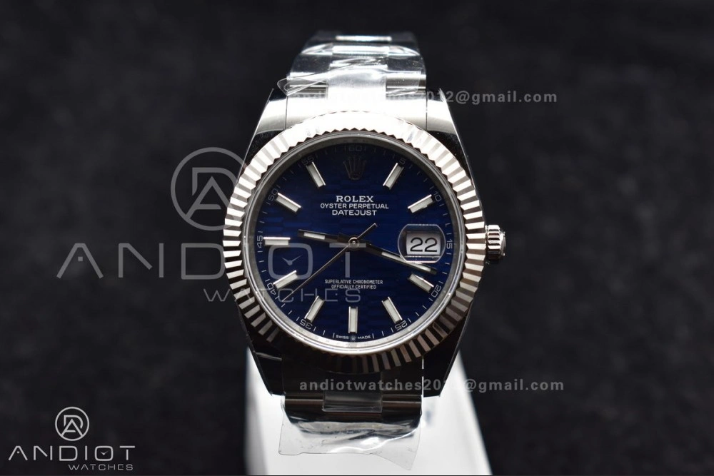 TimelessDesign DateJust 41 126334 Clean 1:1 Best Edition 904L Steel Blue Textured Dial On Oyster Bracelet VR 637