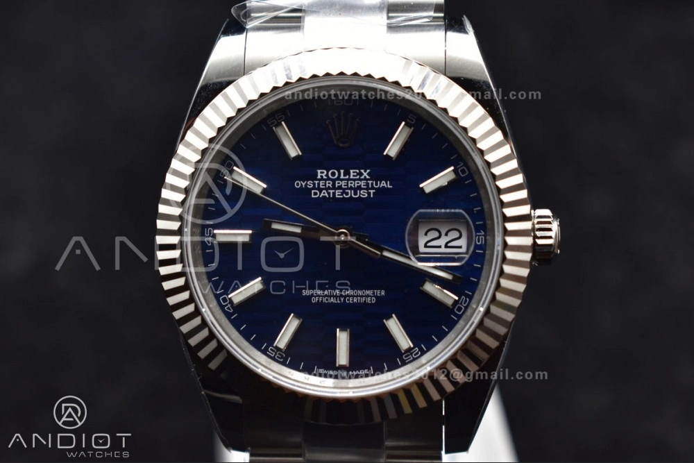 TimelessDesign DateJust 41 126334 Clean 1:1 Best Edition 904L Steel Blue Textured Dial On Oyster Bracelet VR 637