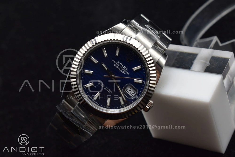 TimelessDesign DateJust 41 126334 Clean 1:1 Best Edition 904L Steel Blue Textured Dial On Oyster Bracelet VR 637