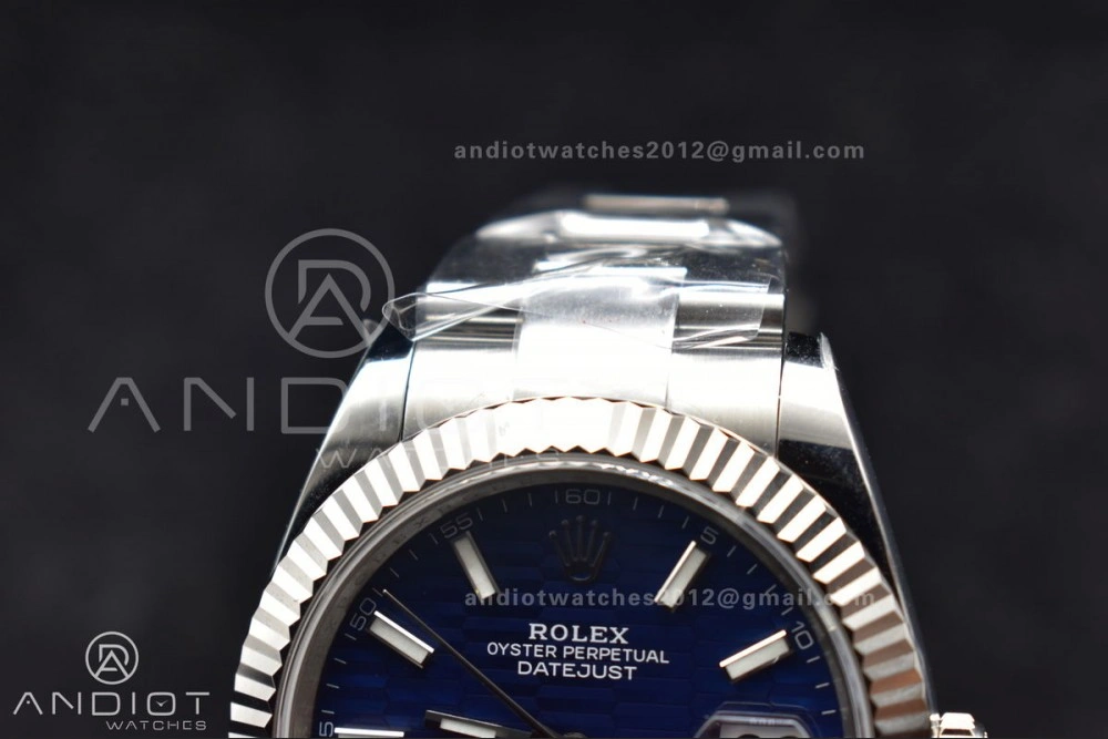 TimelessDesign DateJust 41 126334 Clean 1:1 Best Edition 904L Steel Blue Textured Dial On Oyster Bracelet VR 637